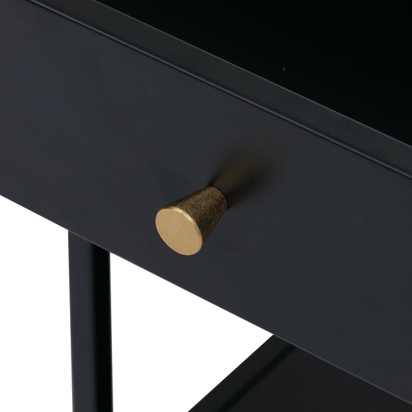 Nachttisch Kommode Beistelltisch Schublade Metall 50x43x41cm schwarz