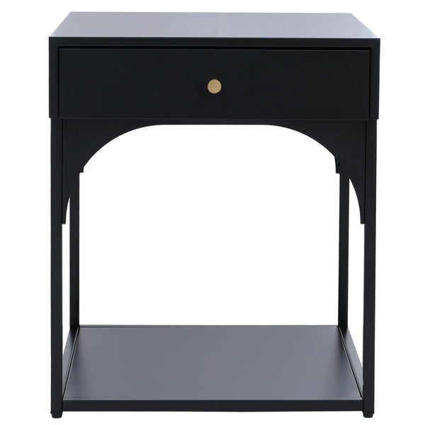 Nachttisch Kommode Beistelltisch Schublade Metall 50x43x41cm schwarz