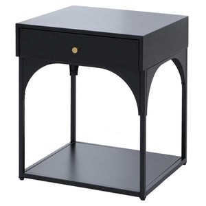 Nachttisch Kommode Beistelltisch Schublade Metall 50x43x41cm schwarz