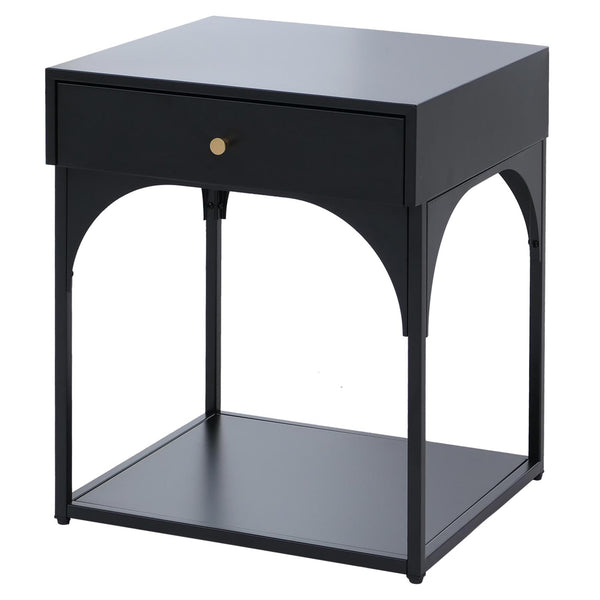 Nachttisch Kommode Beistelltisch Schublade Metall 50x43x41cm schwarz