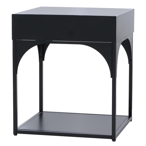 Nachttisch Kommode Beistelltisch Schublade Metall 50x43x41cm schwarz