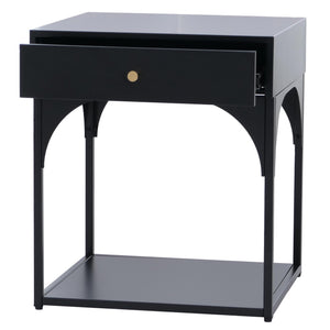 Nachttisch Kommode Beistelltisch Schublade Metall 50x43x41cm schwarz
