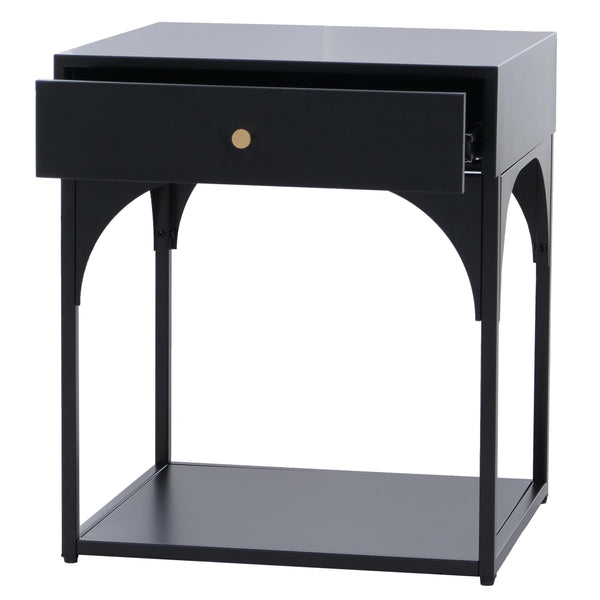 Nachttisch Kommode Beistelltisch Schublade Metall 50x43x41cm schwarz