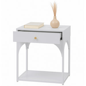 Nachttisch Kommode Beistelltisch Schublade Metall 50x43x41cm weiss