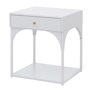 Nachttisch Kommode Beistelltisch Schublade Metall 50x43x41cm weiss