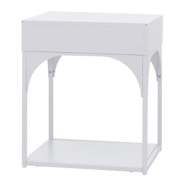 Nachttisch Kommode Beistelltisch Schublade Metall 50x43x41cm weiss
