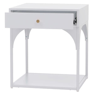 Nachttisch Kommode Beistelltisch Schublade Metall 50x43x41cm weiss