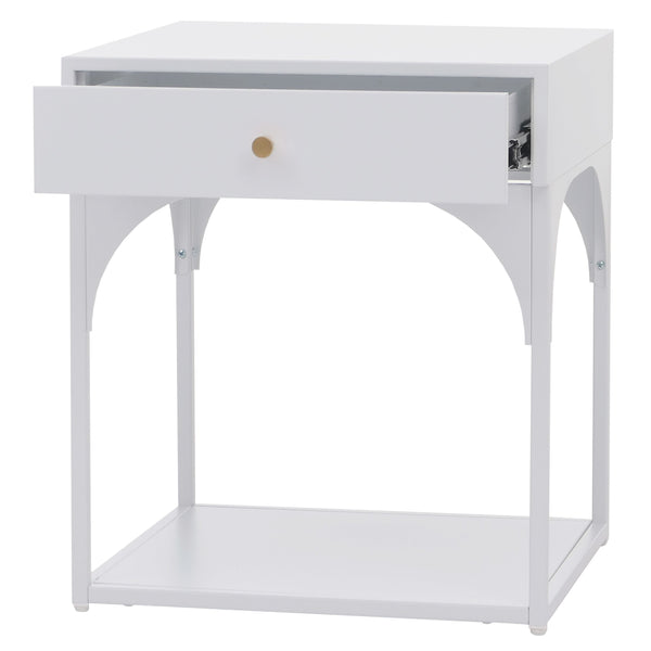 Nachttisch Kommode Beistelltisch Schublade Metall 50x43x41cm weiss