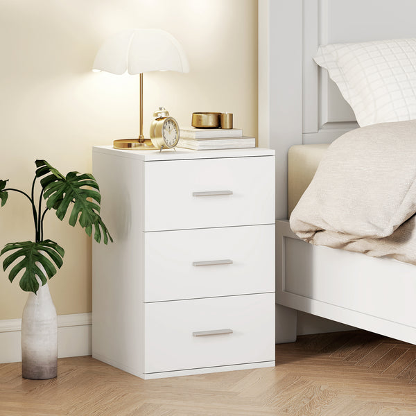 Nachttisch Kommode mit 3 Schubladen für Schlafzimmer weiss