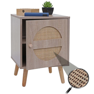 Nachttisch Kaffeetisch Beistelltisch Kubu Rattan Eiche-Optik 56x40x40cm