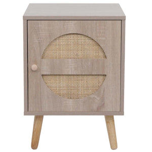Nachttisch Kaffeetisch Beistelltisch Kubu Rattan Eiche-Optik 56x40x40cm