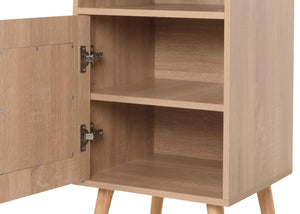 Nachttisch Nachtschrank Beistelltisch Kubu Rattan Eiche-Optik 71x40x41cm