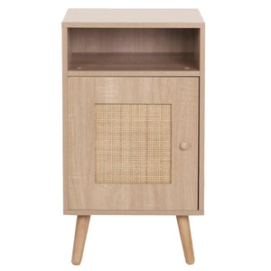 Nachttisch Nachtschrank Beistelltisch Kubu Rattan Eiche-Optik 71x40x41cm
