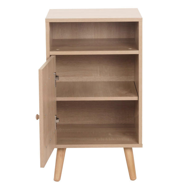 Nachttisch Nachtschrank Beistelltisch Kubu Rattan Eiche-Optik 71x40x41cm