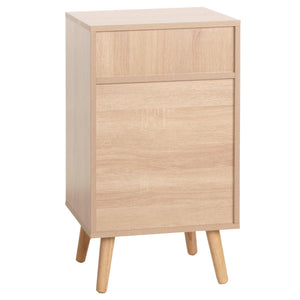 Nachttisch Nachtschrank Beistelltisch Kubu Rattan Eiche-Optik 71x40x41cm
