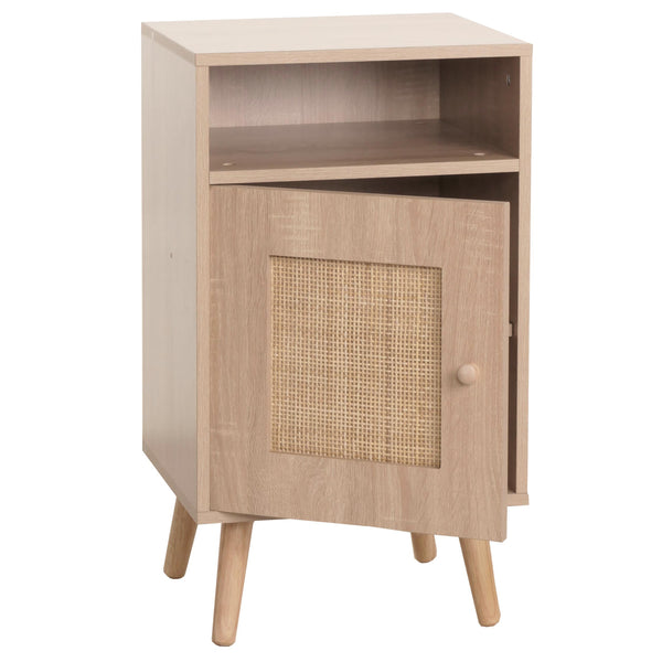 Nachttisch Nachtschrank Beistelltisch Kubu Rattan Eiche-Optik 71x40x41cm