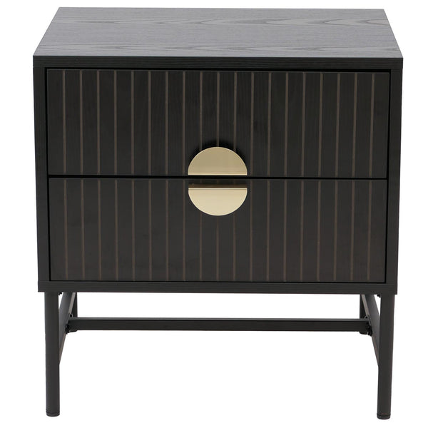 Nachttisch Beistelltisch Schublade MDF Metall 50x48x39cm Holzoptik schwarz