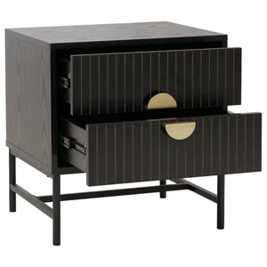 Nachttisch Beistelltisch Schublade MDF Metall 50x48x39cm Holzoptik schwarz