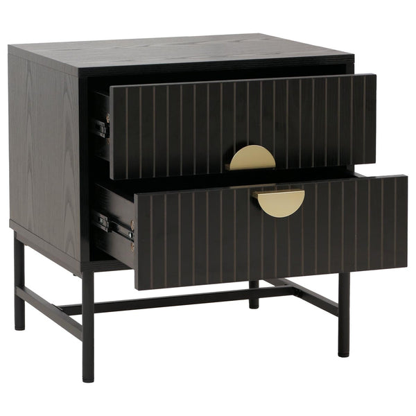 Nachttisch Beistelltisch Schublade MDF Metall 50x48x39cm Holzoptik schwarz