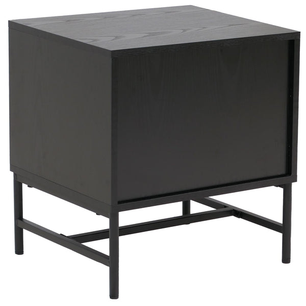 Nachttisch Beistelltisch Schublade MDF Metall 50x48x39cm Holzoptik schwarz