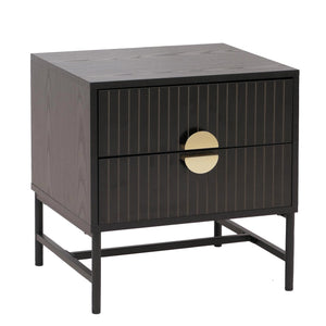 Nachttisch Beistelltisch Schublade MDF Metall 50x48x39cm Holzoptik schwarz