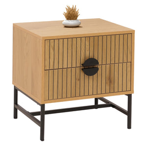 Nachttisch Beistelltisch Schublade MDF Metall 50x48x39cm natur
