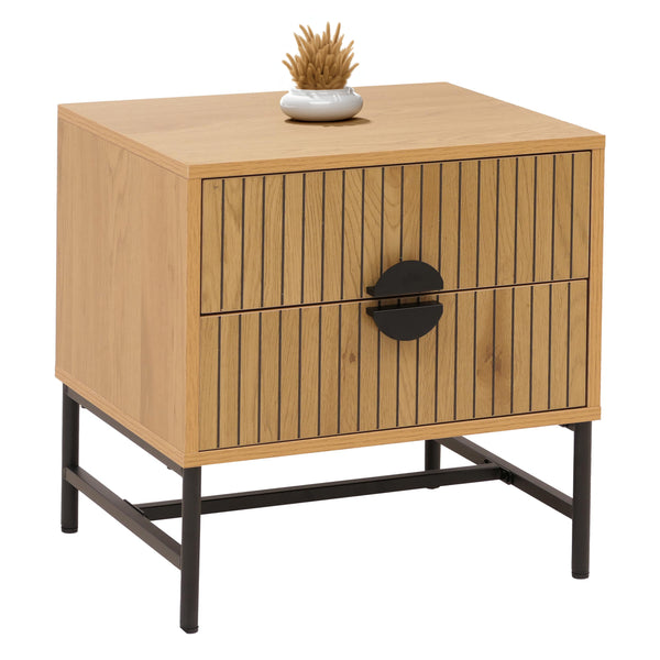 Nachttisch Beistelltisch Schublade MDF Metall 50x48x39cm natur
