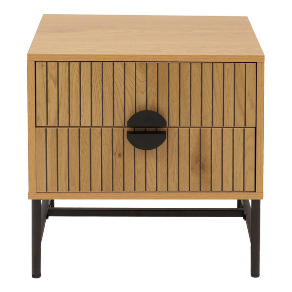 Nachttisch Beistelltisch Schublade MDF Metall 50x48x39cm natur