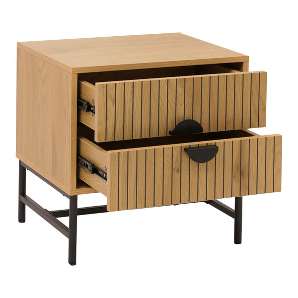 Nachttisch Beistelltisch Schublade MDF Metall 50x48x39cm natur