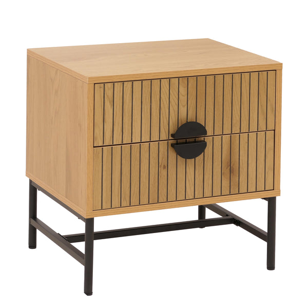 Nachttisch Beistelltisch Schublade MDF Metall 50x48x39cm natur