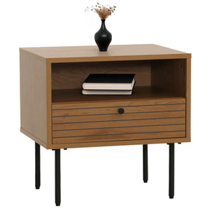 Nachttisch Schublade skandinavischer Stil Metall Holz 50x40x50cm natur