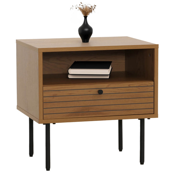 Nachttisch Schublade skandinavischer Stil Metall Holz 50x40x50cm natur