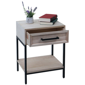 Nachttisch Kommode Beistelltisch Schublade Shabby-Look 59x43x36cm natur