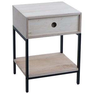 Nachttisch Kommode Beistelltisch Schublade Shabby-Look 59x43x36cm natur