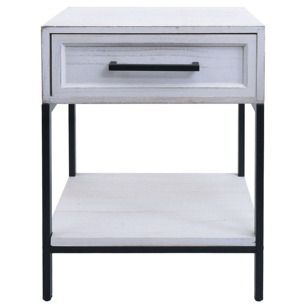 Nachttisch Kommode Beistelltisch Schublade Shabby-Look 59x43x36cm weiss