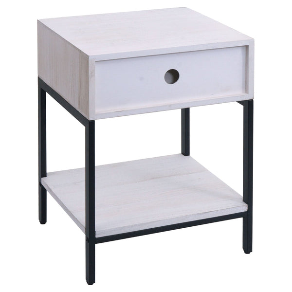 Nachttisch Kommode Beistelltisch Schublade Shabby-Look 59x43x36cm weiss