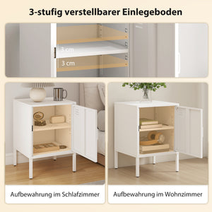 Nachttisch Beistelltisch verstellbar für Schlafzimmer aus Stahl weiss