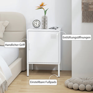 Nachttisch Beistelltisch verstellbar für Schlafzimmer aus Stahl weiss