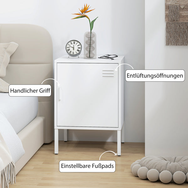 Nachttisch Beistelltisch verstellbar für Schlafzimmer aus Stahl weiss