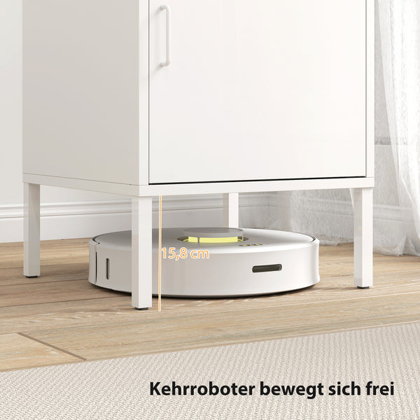 Nachttisch Beistelltisch verstellbar für Schlafzimmer aus Stahl weiss