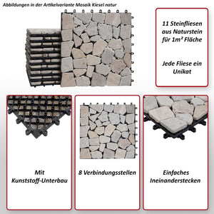 Naturstein Bodenfliese Granit bunt 30x30cm für Balkon & Terrasse