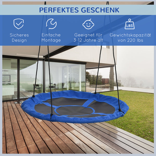Nestschaukel Kinderschaukel Ø110cm bis 150kg verstellbar Blau