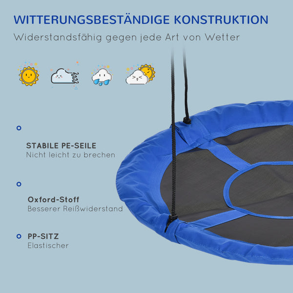 Nestschaukel Kinderschaukel Ø110cm bis 150kg verstellbar Blau