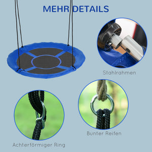 Nestschaukel Kinderschaukel Ø110cm bis 150kg verstellbar Blau