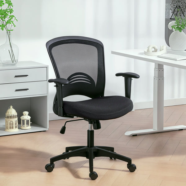 Netz-Bürostuhl ergonomisch verstellbar mit Kippfunktion Schwarz