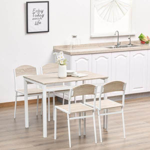 5-teilige Essgruppe Grau + Weiss mit 1 Tisch + 4 Stühlen