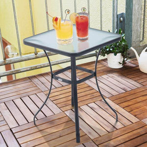 Gartentisch Bistrotisch Hartglas Metall 68,5x68,5cm Schwarz