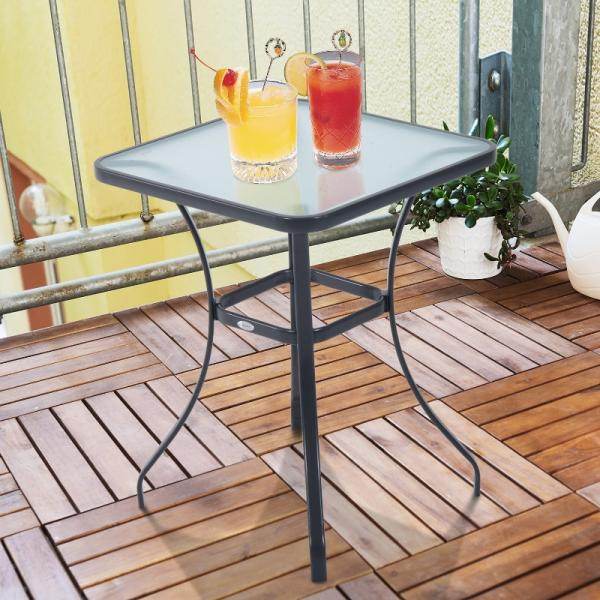 Gartentisch Bistrotisch Hartglas Metall 68,5x68,5cm Schwarz