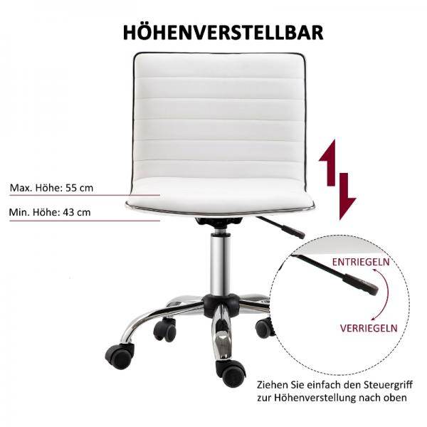 Friseurstuhl Salonstuhl Drehstuhl Höhenverstellbar, Weiss