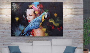 Handgemaltes Ölgemälde Frau auf Leinwand XXL 100x150cm